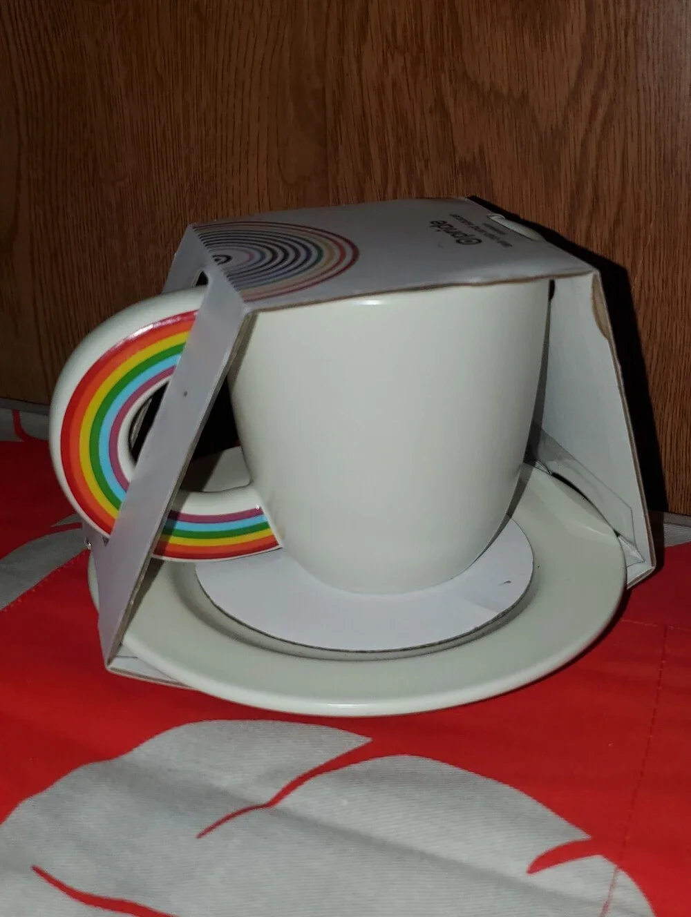 NWT Target Pride 2025 Rainbow Tea Cup and Saucer Plate Stoneware Set - Off White